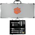 Clemson Tigers 8 pc Stainless Steel BBQ Set w/Metal Case